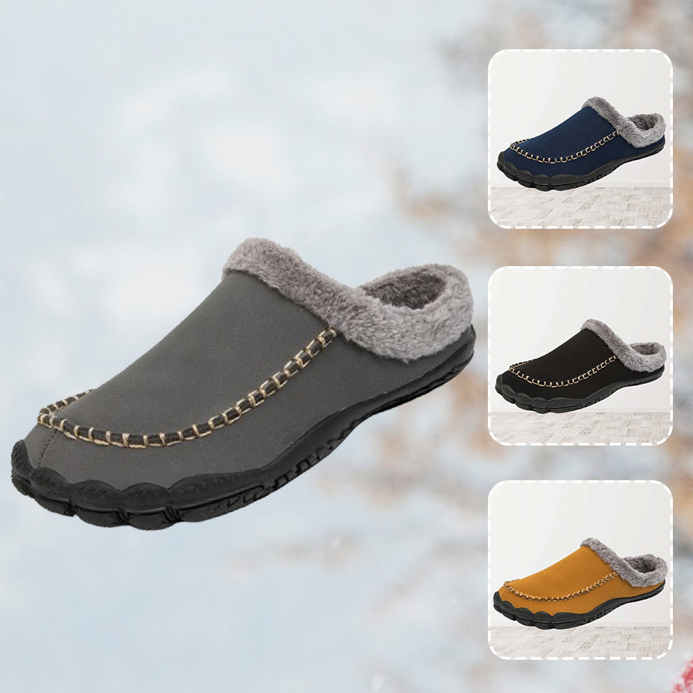 Saphirvogel™ Herren Fleece Comfy Handmade Stitch Slip-on Hausschuhe