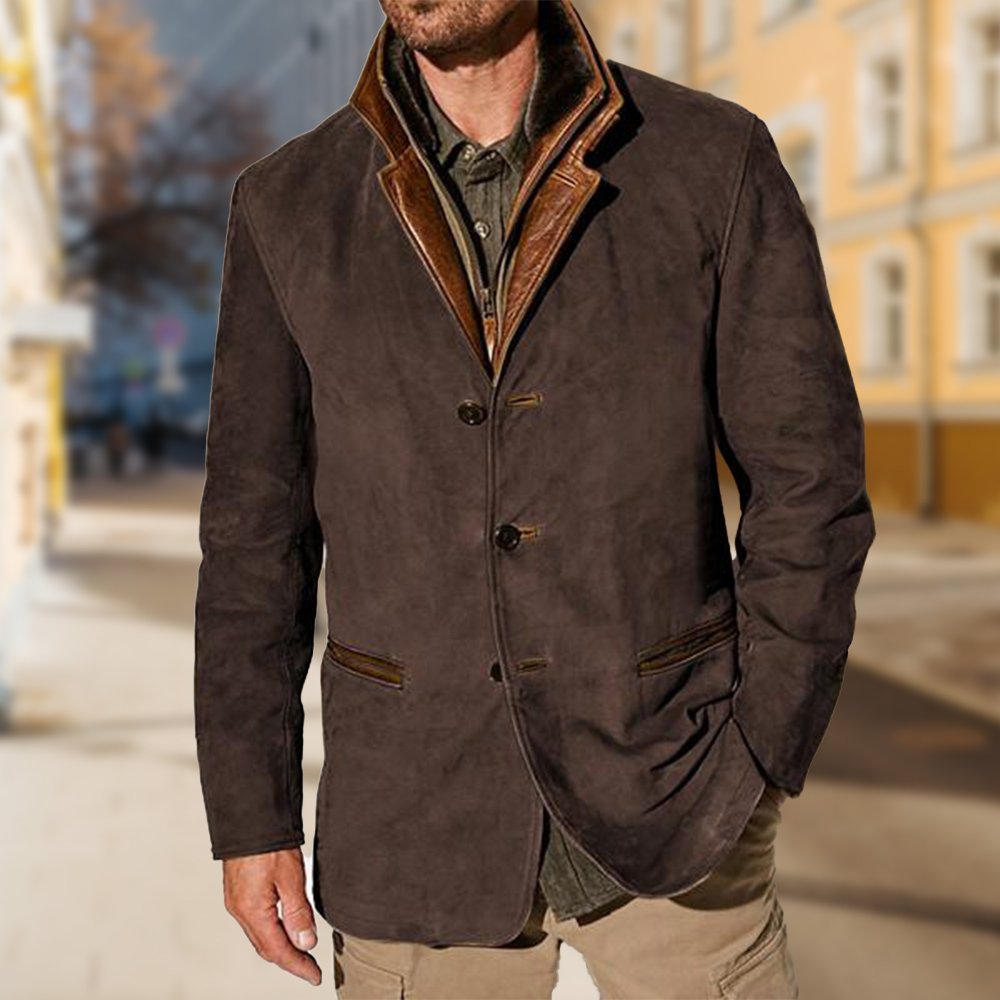 Saphirvogel™ Herren Casual Vintage Outdoor Tasche Plain Revers Fleece Jacke