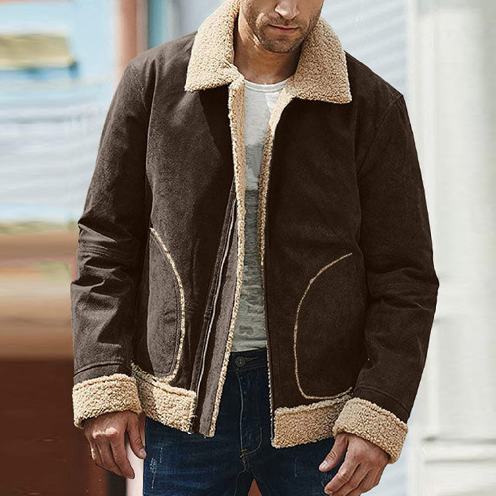 Blauschwan™ Herren Wintermantel mit schrägen Taschen und Farbkontrast