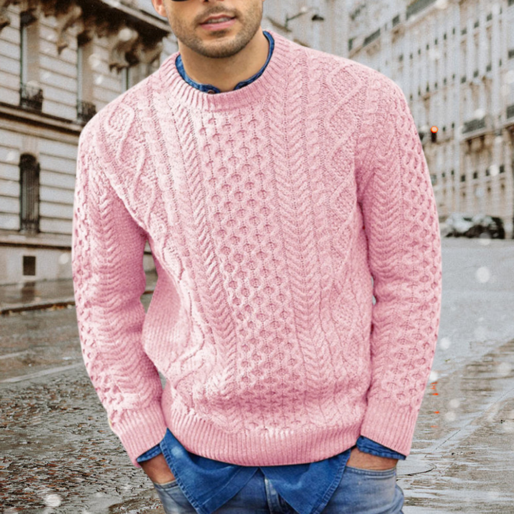 Blauschwan™ Herren Herbst und Winter Rundhalsausschnitt Kabelstrickpullover
