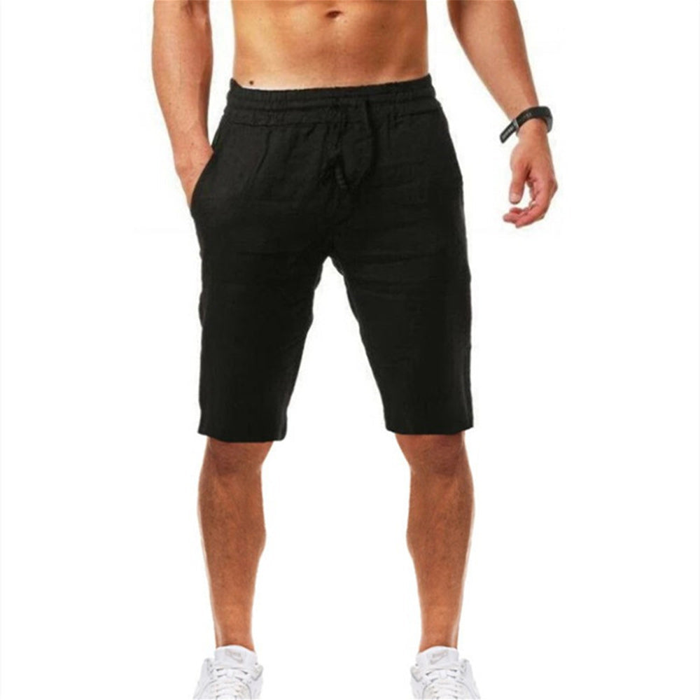Saphirvogel™ Sportshorts für Herren aus Baumwolle und Leinen mit Kordelzug