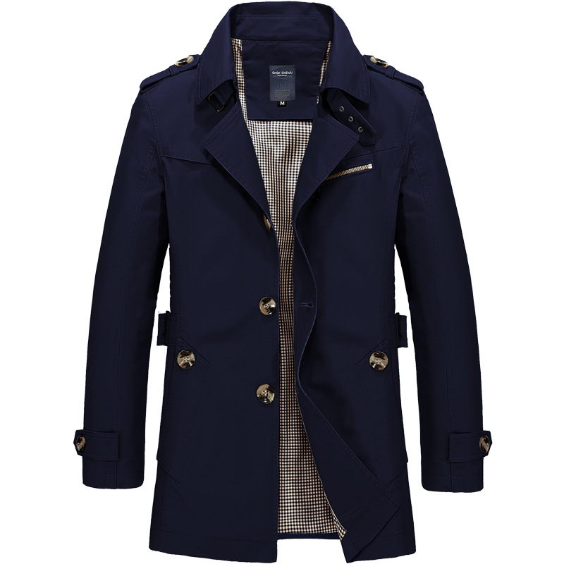 Blauschwan™ Schlanke einreihige Trenchcoat-Jacke mit gekerbtem Kragen für Männer