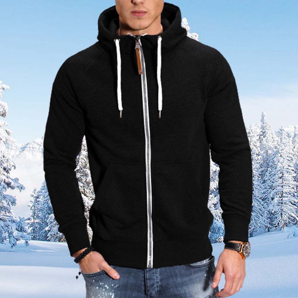 Saphirvogel™ Herren Fleece Plunger Ärmel Kapuze Zip Sweatshirt Jacke
