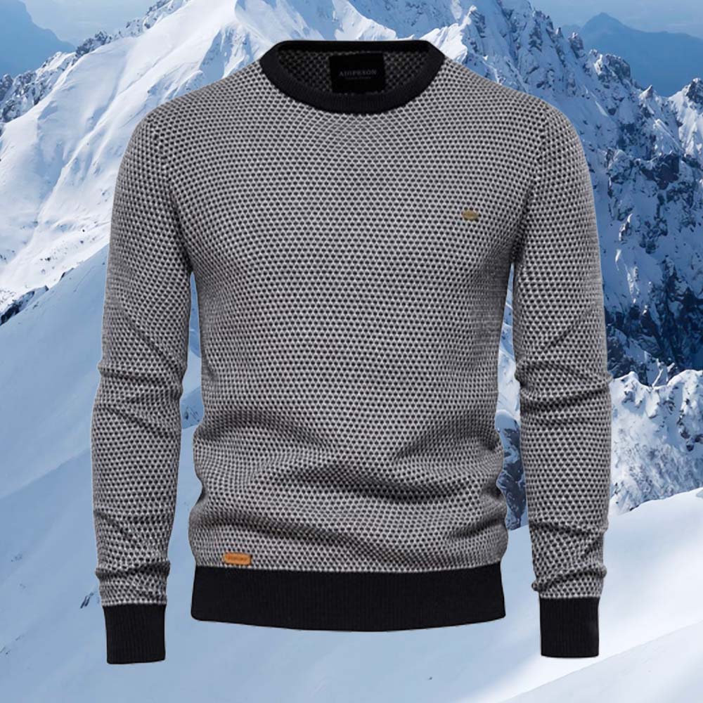 Saphirvogel™ Herren Pullover mit Rundhalsausschnitt und Farbblock-Strickpullover