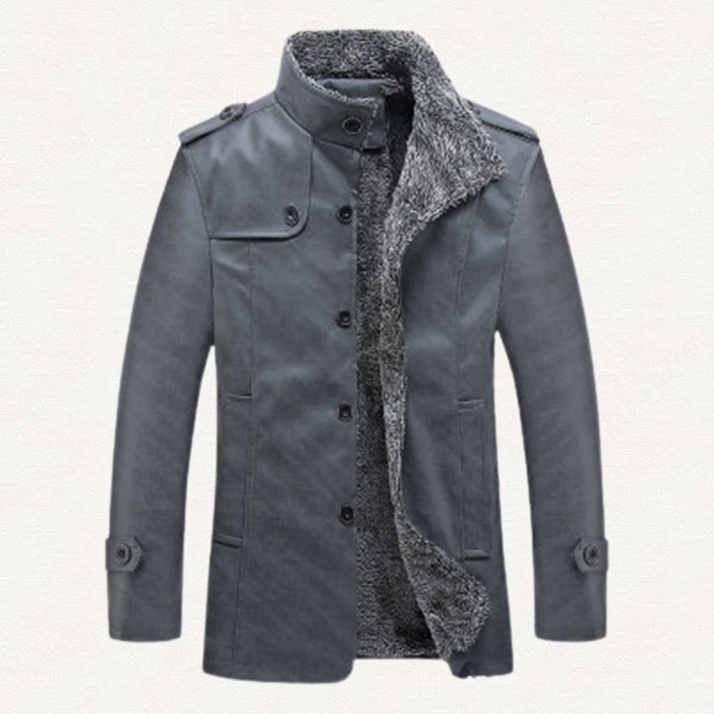 Saphirvogel™ Warme Herrenjacke mit Kragen aus Vintage-Leder
