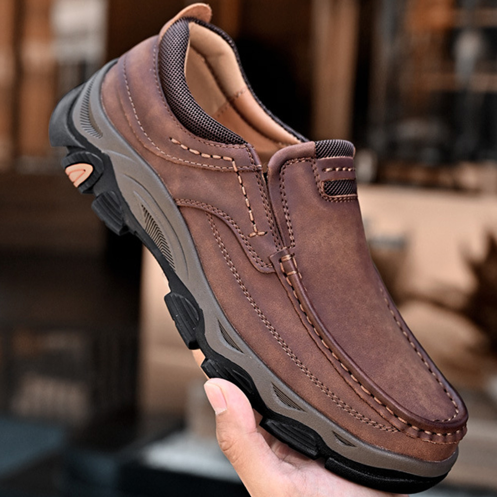 Shobous Men's Genuine Leather Slip On Loafers