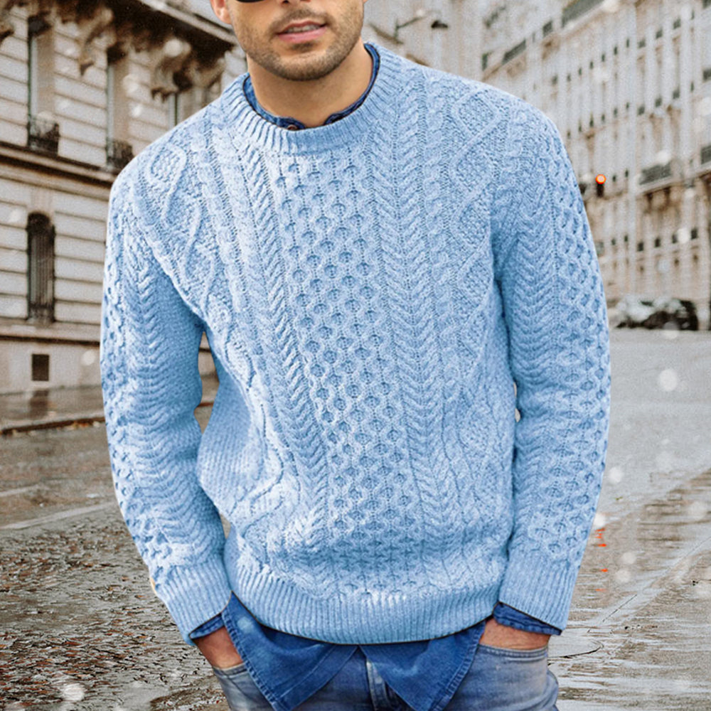 Blauschwan™ Herren Herbst und Winter Rundhalsausschnitt Kabelstrickpullover