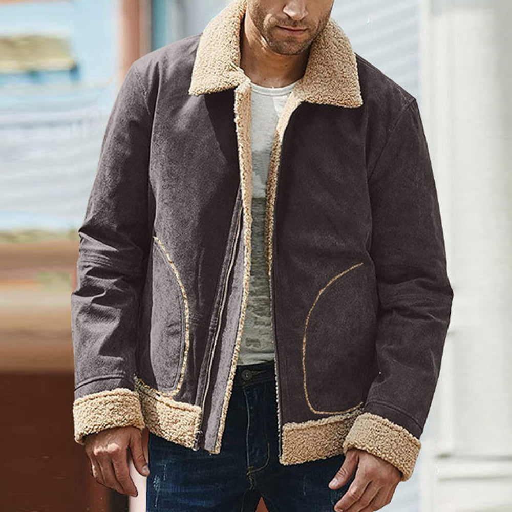 Blauschwan™ Herren Wintermantel mit schrägen Taschen und Farbkontrast