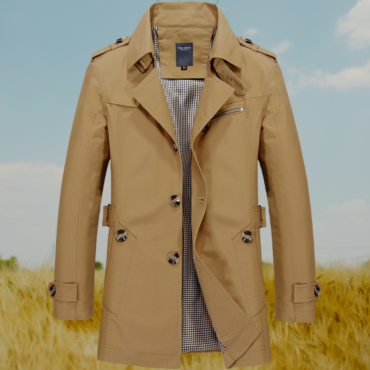 Blauschwan™ Schlanke einreihige Trenchcoat-Jacke mit gekerbtem Kragen für Männer