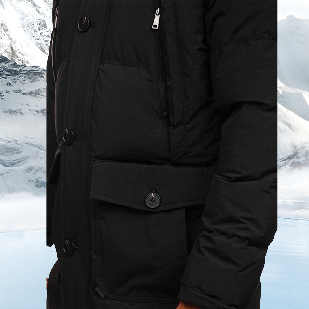 Saphirvogel™ Lässige Daunenjacke mit Kapuze aus Baumwolle für Männer