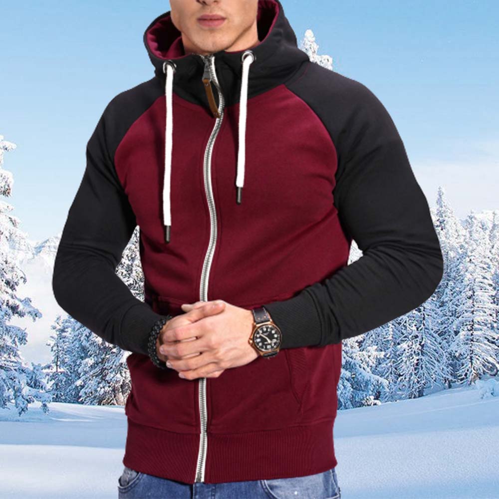 Saphirvogel™ Herren Fleece Plunger Ärmel Kapuze Zip Sweatshirt Jacke