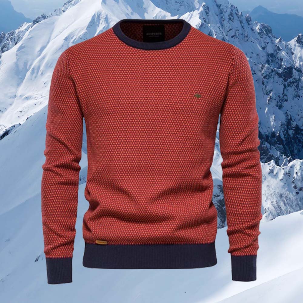 Saphirvogel™ Herren Pullover mit Rundhalsausschnitt und Farbblock-Strickpullover