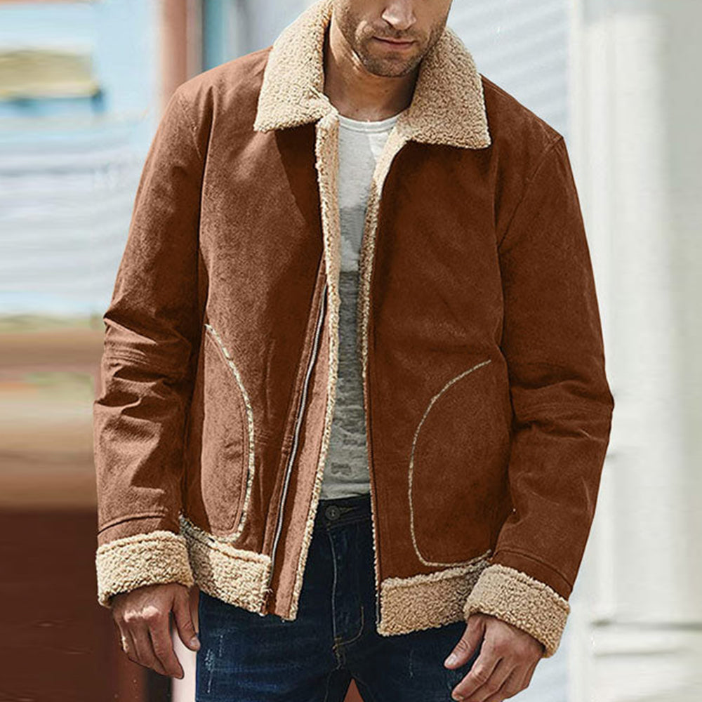 Blauschwan™ Herren Wintermantel mit schrägen Taschen und Farbkontrast