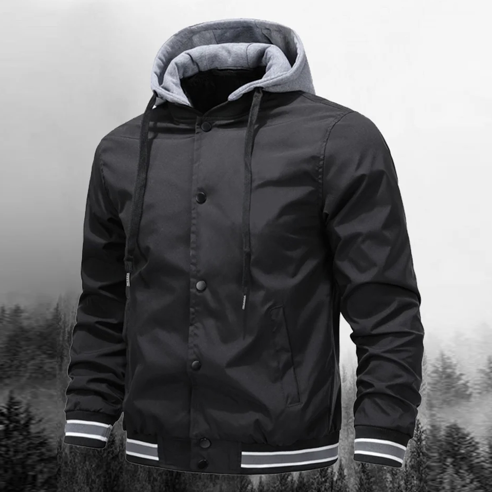 Saphirvogel™ Klassische Baseballjacke mit abnehmbarer Kapuze für Männer