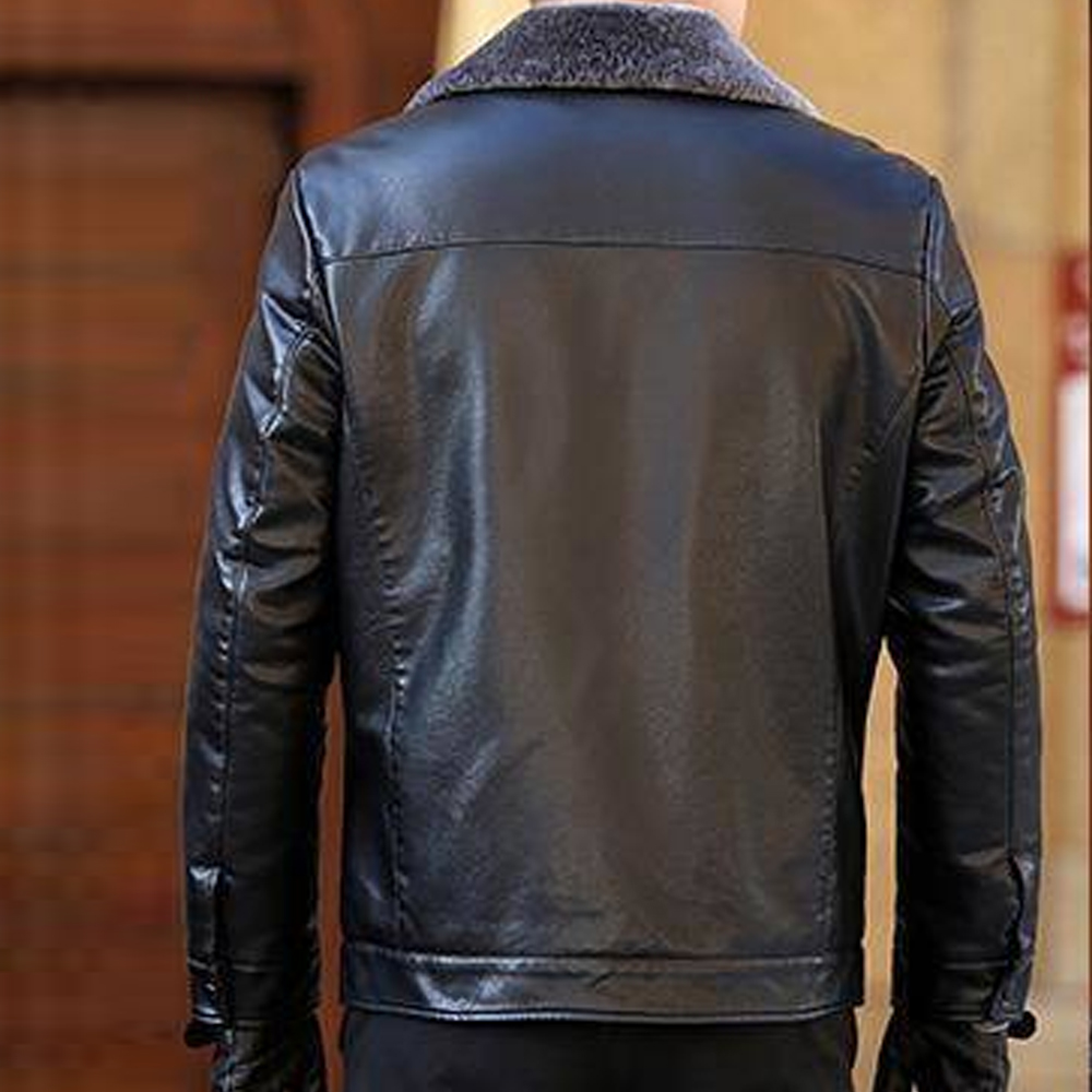 Saphirvogel™ Herren Faux Fleece gefüttert PU Leder Warme Jacke