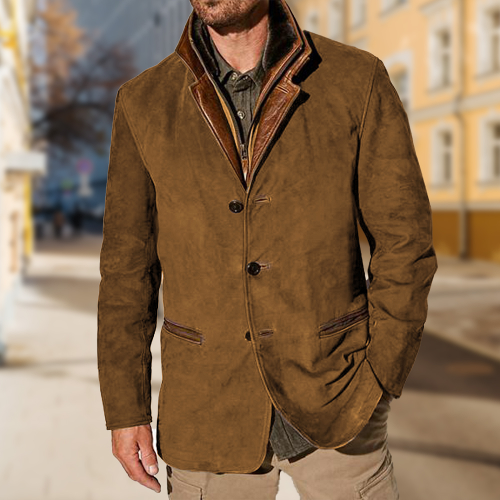 Saphirvogel™ Herren Casual Vintage Outdoor Tasche Plain Revers Fleece Jacke