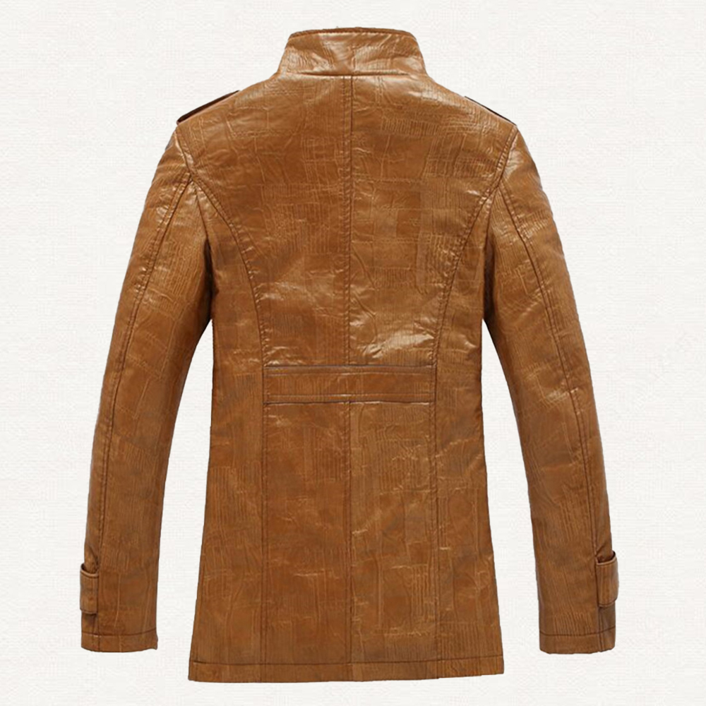 Saphirvogel™ Warme Herrenjacke mit Kragen aus Vintage-Leder