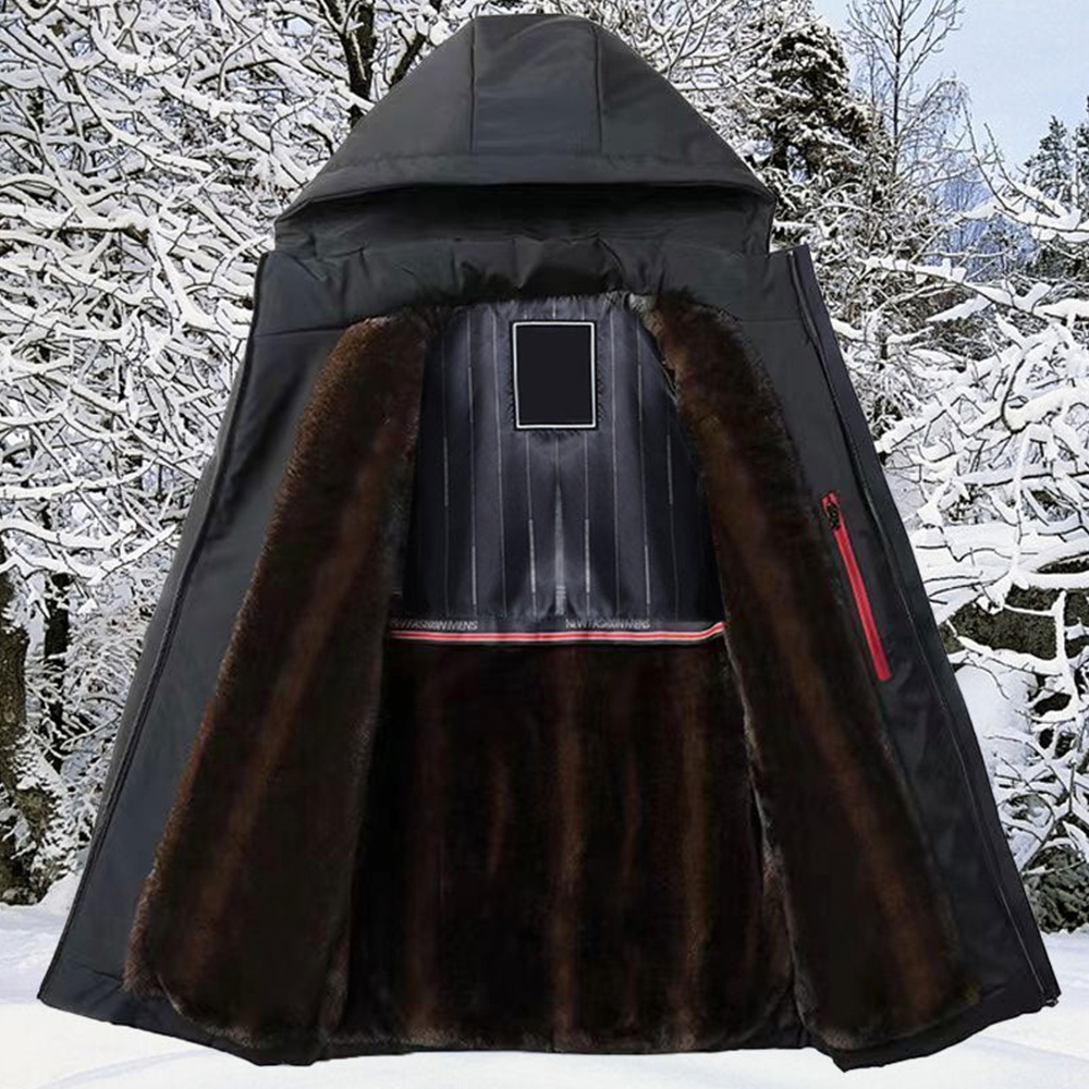 Shobous Men’s Thermal Thick Hooded Parka Coat