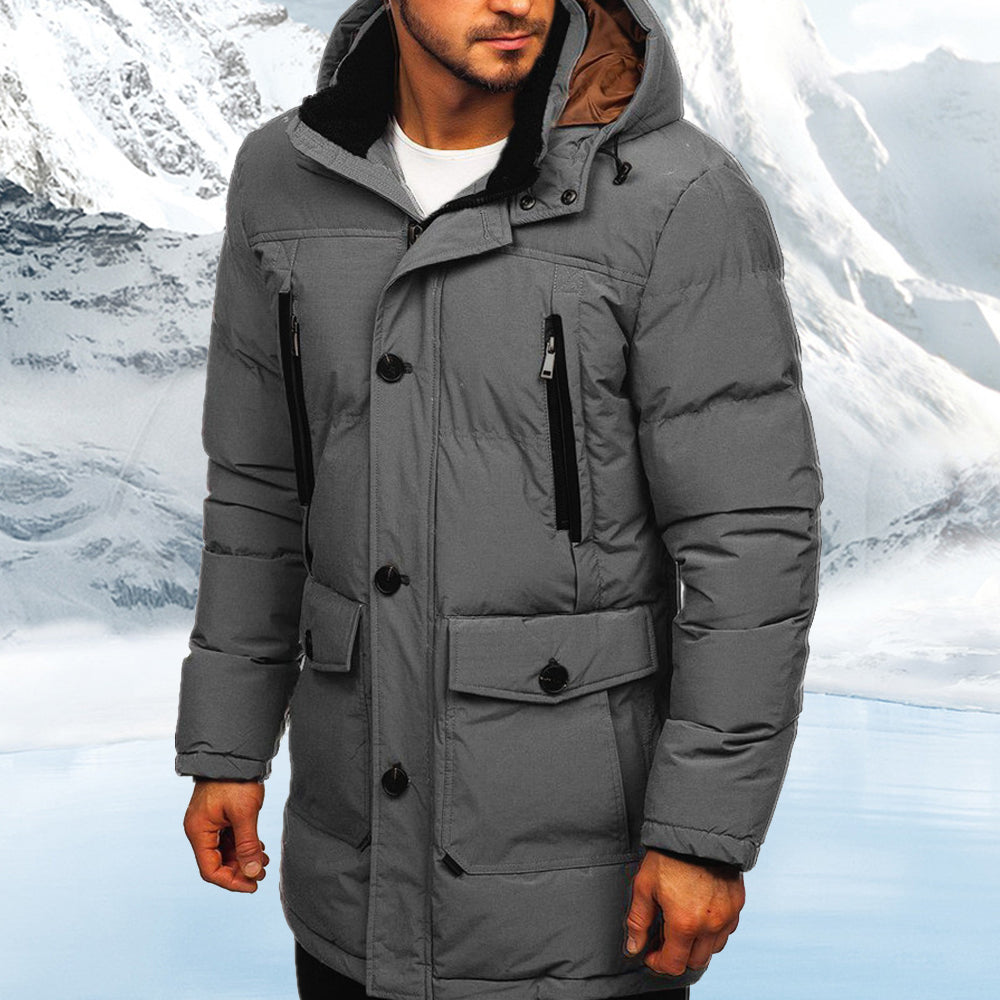 Saphirvogel™ Lässige Daunenjacke mit Kapuze aus Baumwolle für Männer