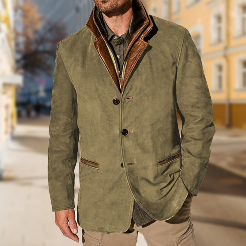 Saphirvogel™ Herren Casual Vintage Outdoor Tasche Plain Revers Fleece Jacke