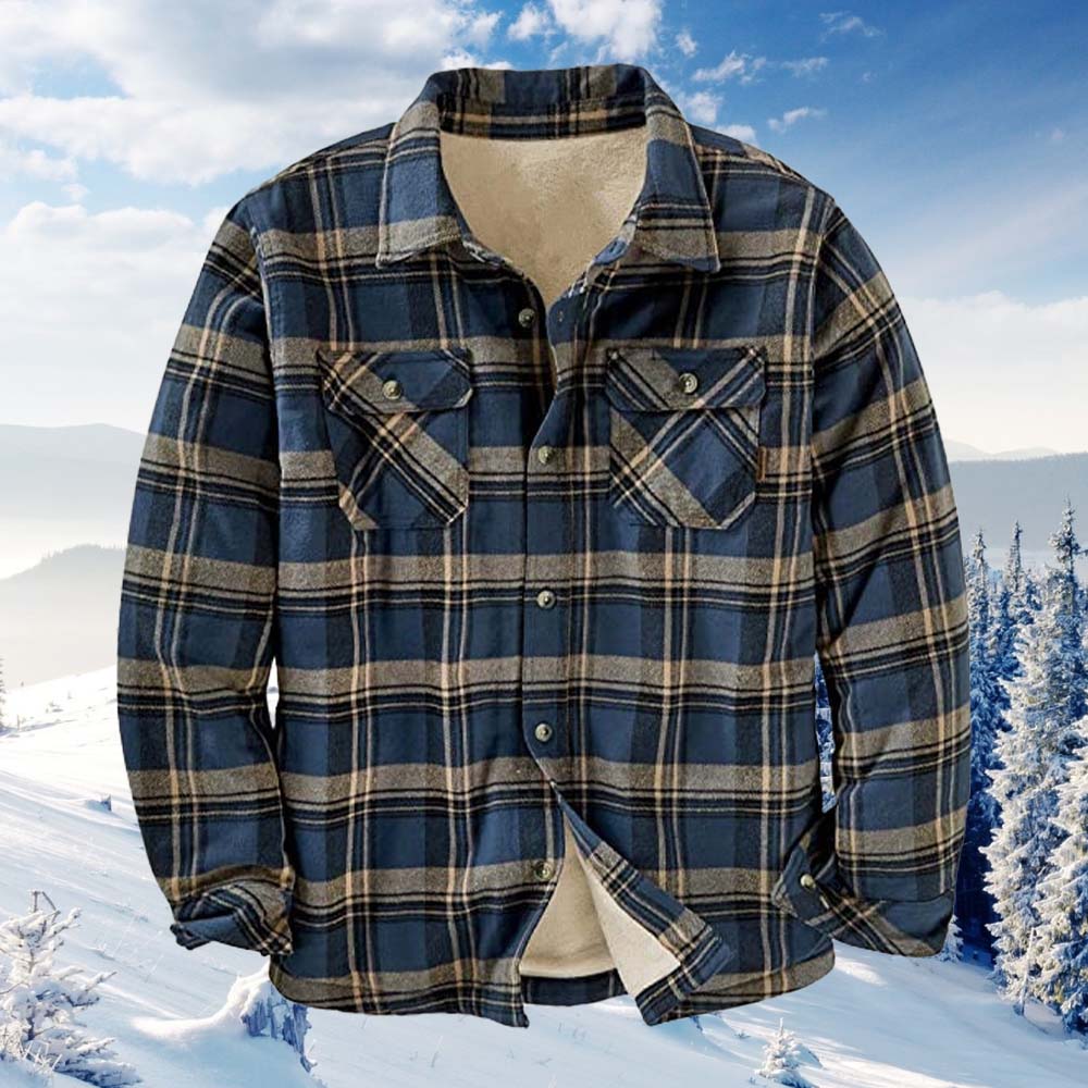 Saphirvogel™ Herren Flanell Revershemd Karierte Jacke