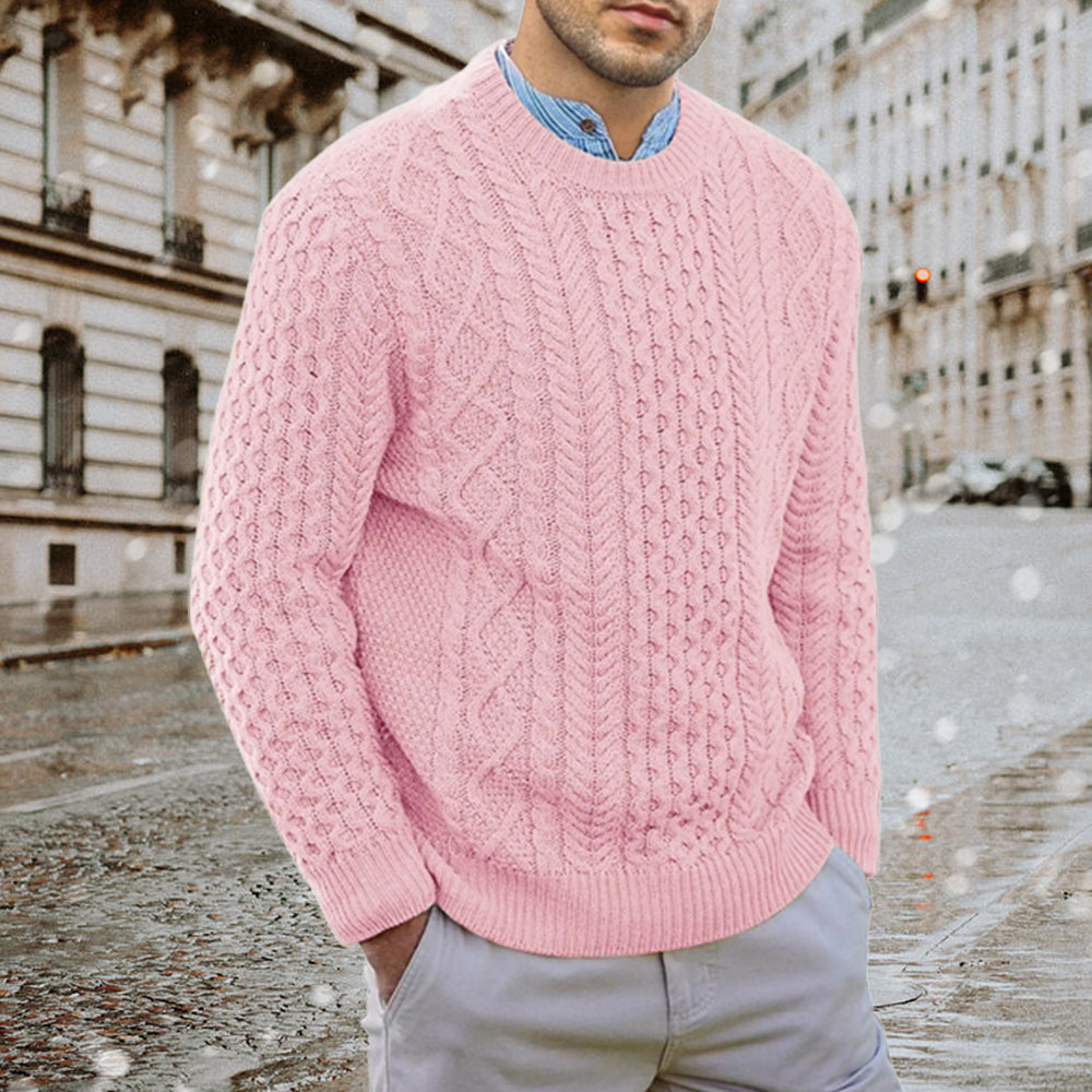 Blauschwan™ Herren Herbst und Winter Rundhalsausschnitt Kabelstrickpullover