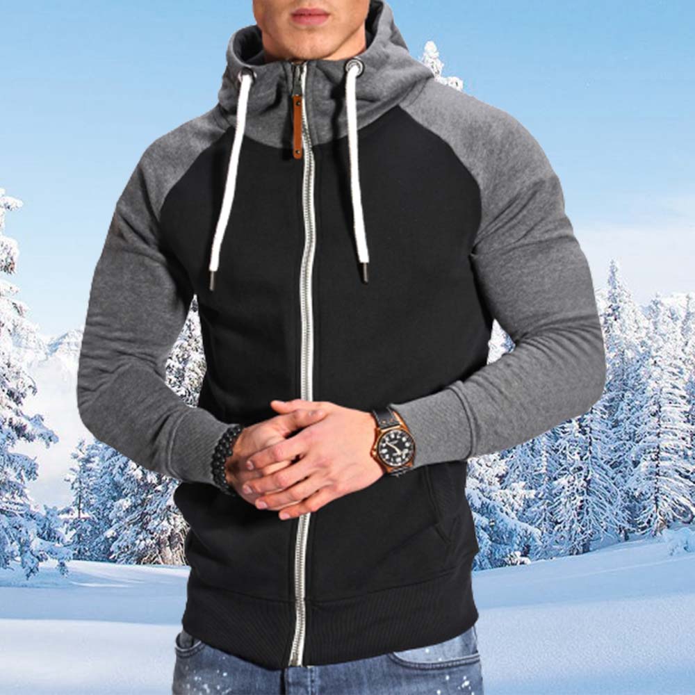 Saphirvogel™ Herren Fleece Plunger Ärmel Kapuze Zip Sweatshirt Jacke