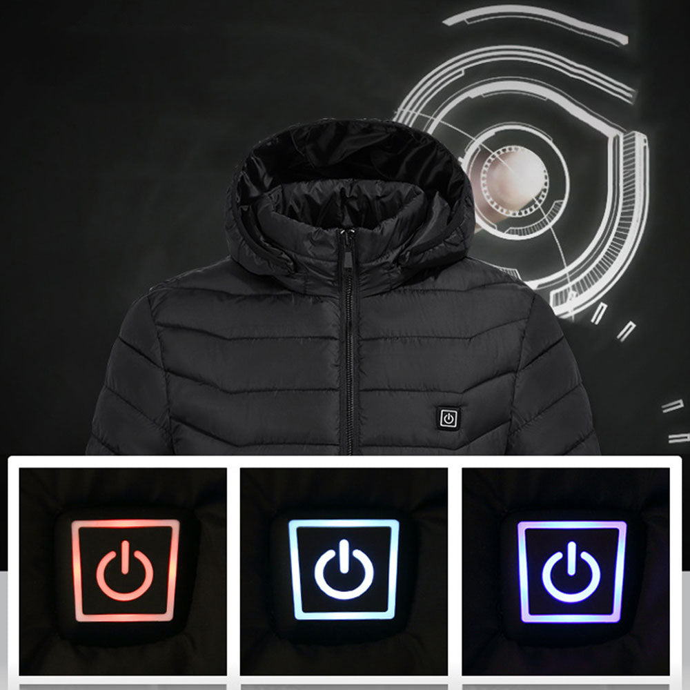 Blauschwan™ Herren Winter Smart Beheizte Kapuzenjacke mit Reißverschluss Gepolsterte Jacke