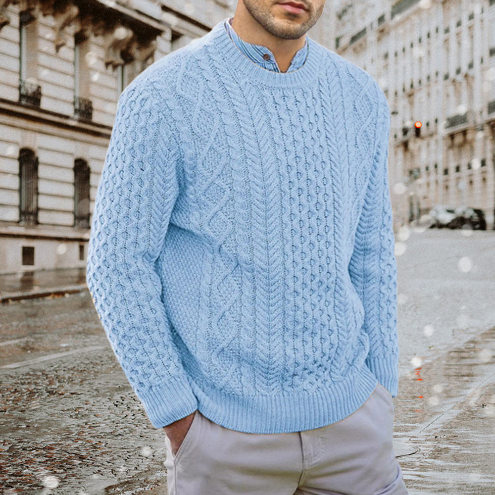 Blauschwan™ Herren Herbst und Winter Rundhalsausschnitt Kabelstrickpullover