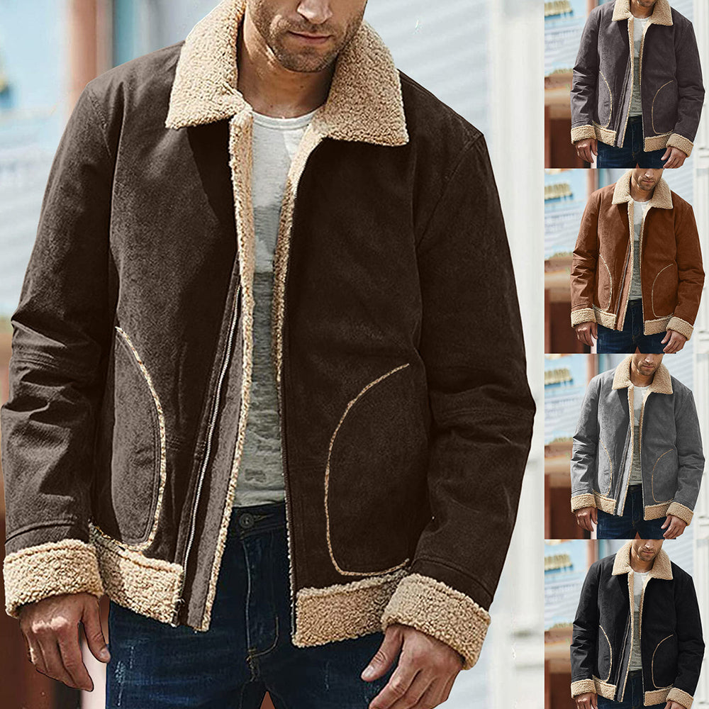 Blauschwan™ Herren Wintermantel mit schrägen Taschen und Farbkontrast