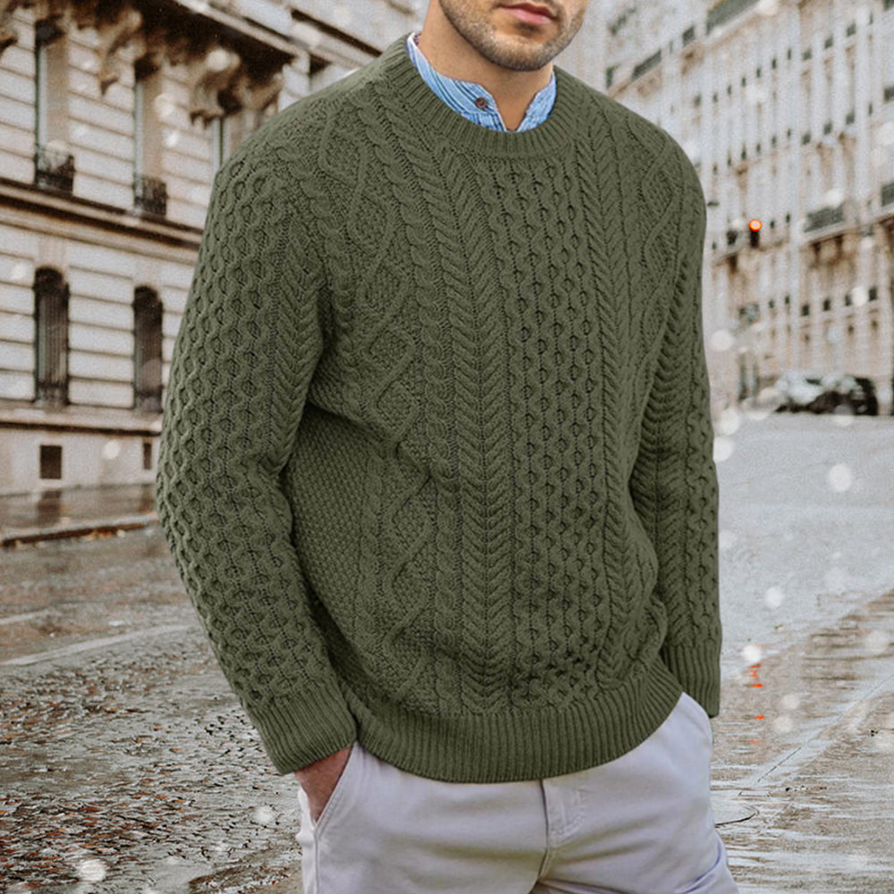 Blauschwan™ Herren Herbst und Winter Rundhalsausschnitt Kabelstrickpullover