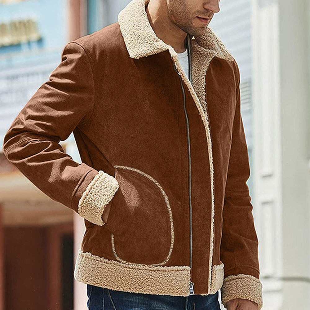 Blauschwan™ Herren Wintermantel mit schrägen Taschen und Farbkontrast