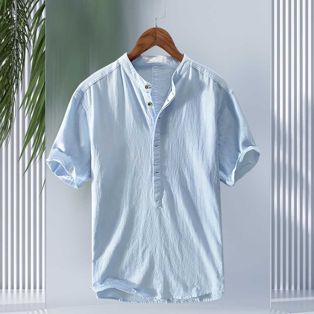 weiße Sommerliches Herren-T-Shirt aus Leinen im lässigen Strandstil