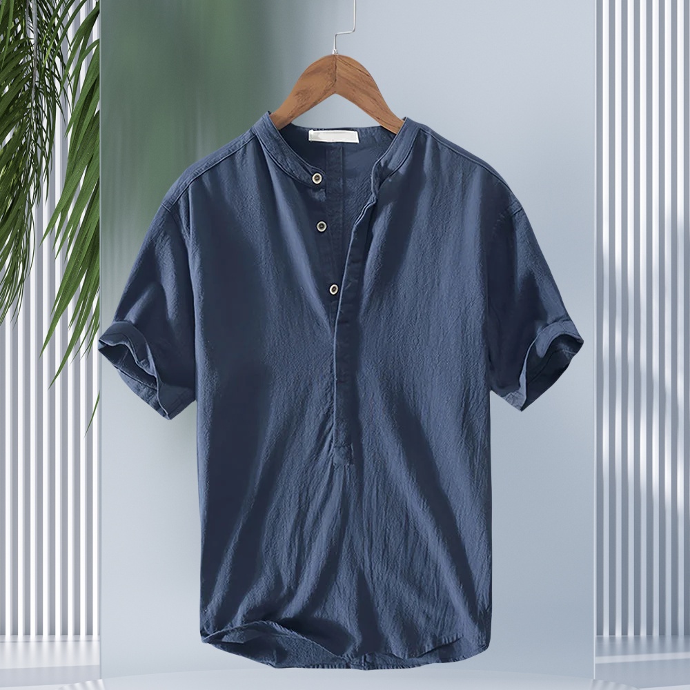 weiße Sommerliches Herren-T-Shirt aus Leinen im lässigen Strandstil