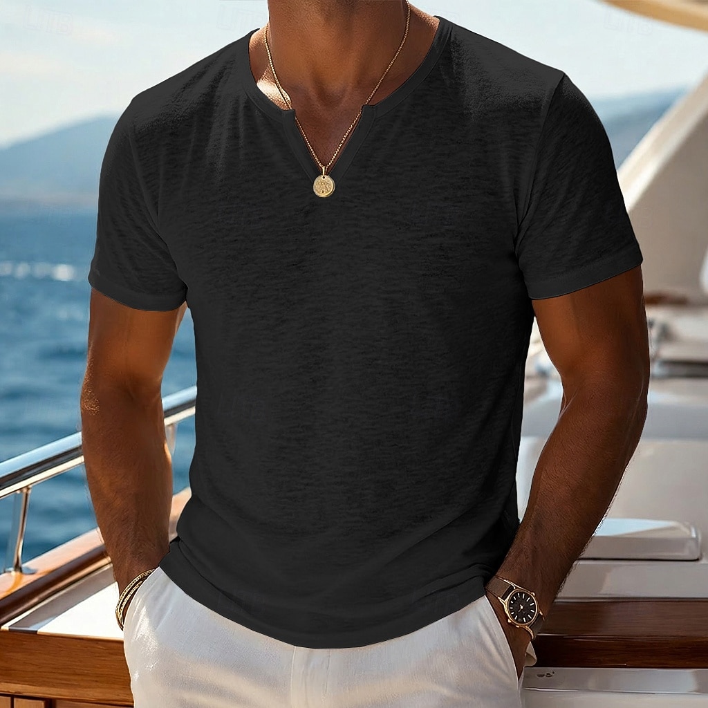 Cosline Solid color casual outdoor versatile men's short-sleeved T-shirt