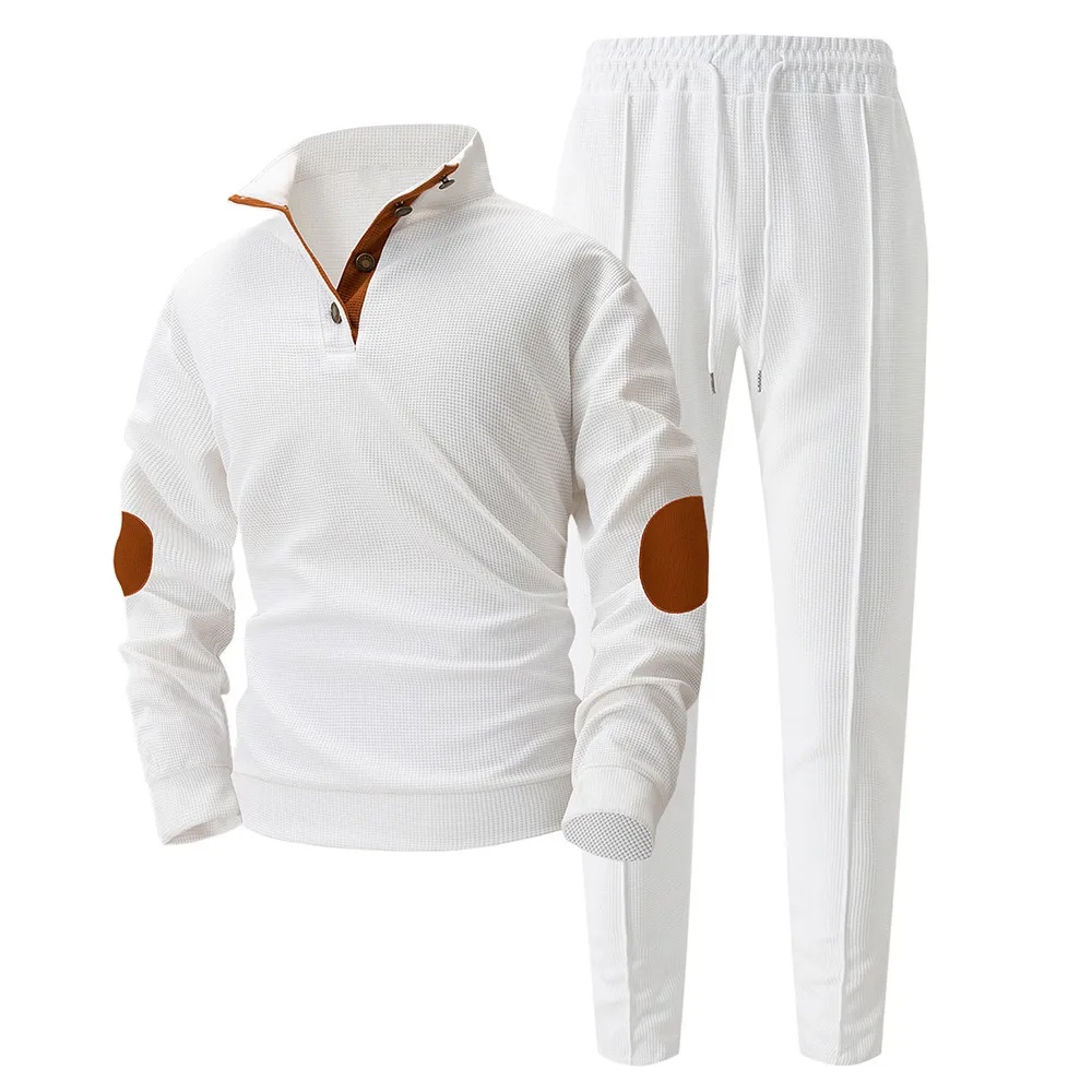 Blauschwan™ 2-Teiliges Set Aus Sweatshirt Und Jogginghose Mit Waffelmuster Für Herren