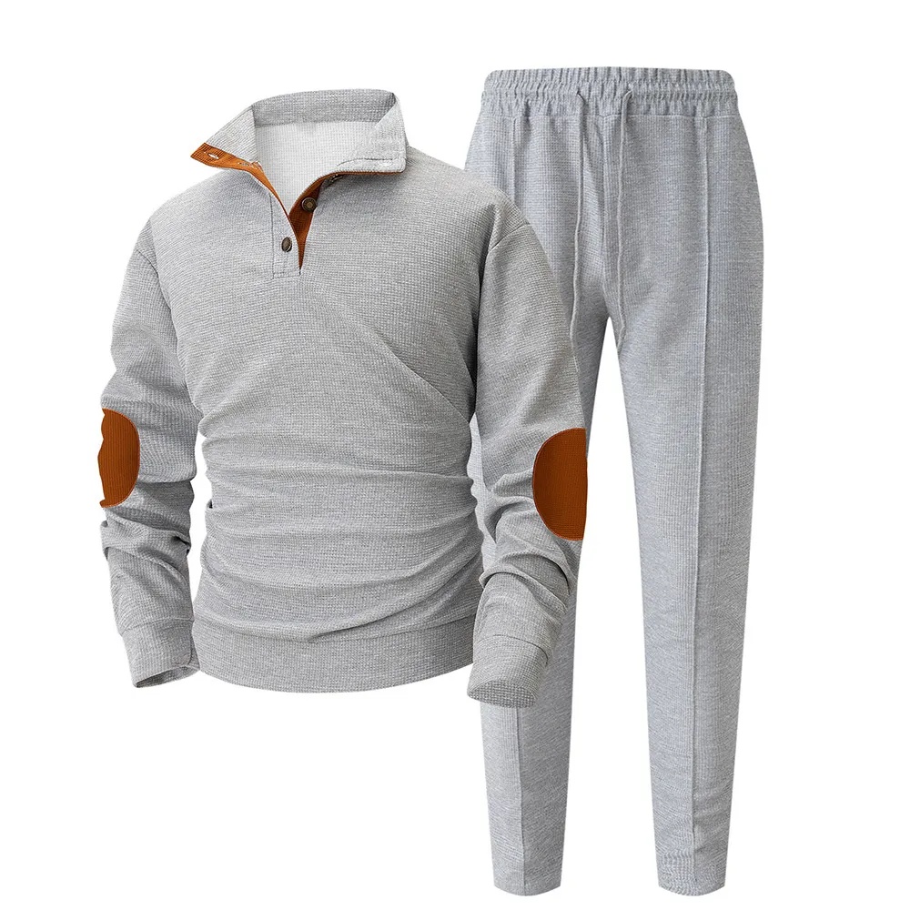 Blauschwan™ 2-Teiliges Set Aus Sweatshirt Und Jogginghose Mit Waffelmuster Für Herren