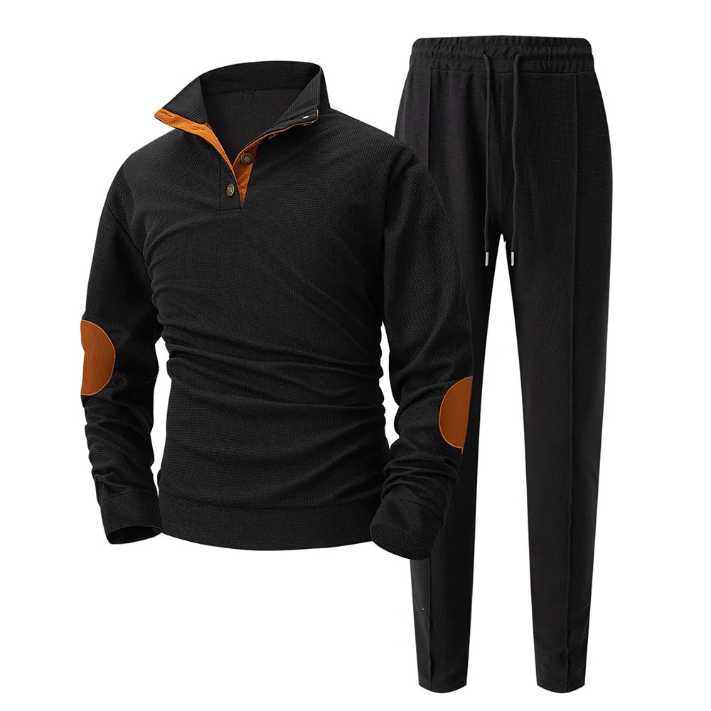 Blauschwan™ 2-Teiliges Set Aus Sweatshirt Und Jogginghose Mit Waffelmuster Für Herren