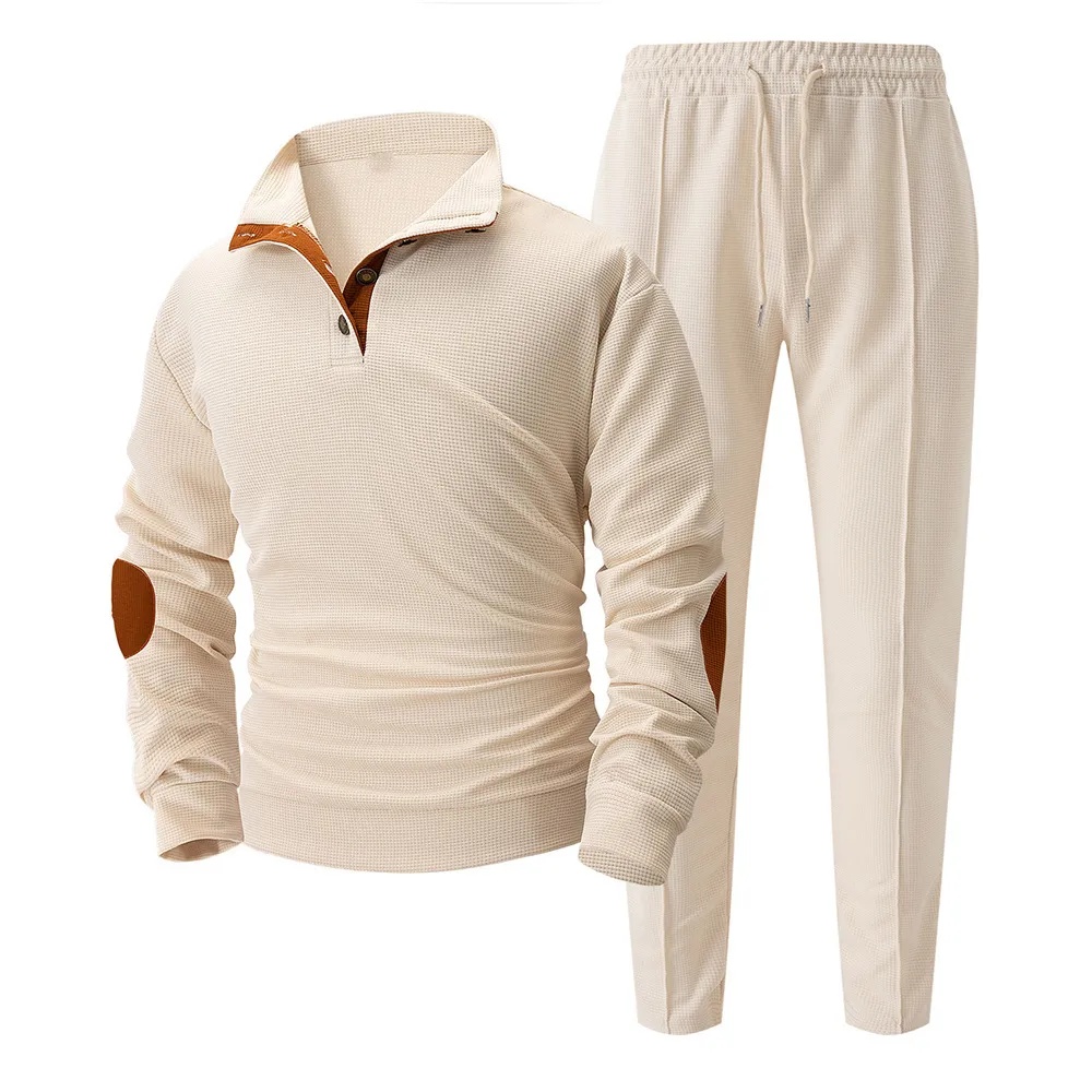 Blauschwan™ 2-Teiliges Set Aus Sweatshirt Und Jogginghose Mit Waffelmuster Für Herren