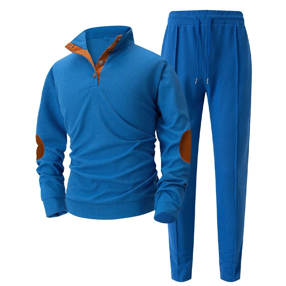 Blauschwan™ 2-Teiliges Set Aus Sweatshirt Und Jogginghose Mit Waffelmuster Für Herren