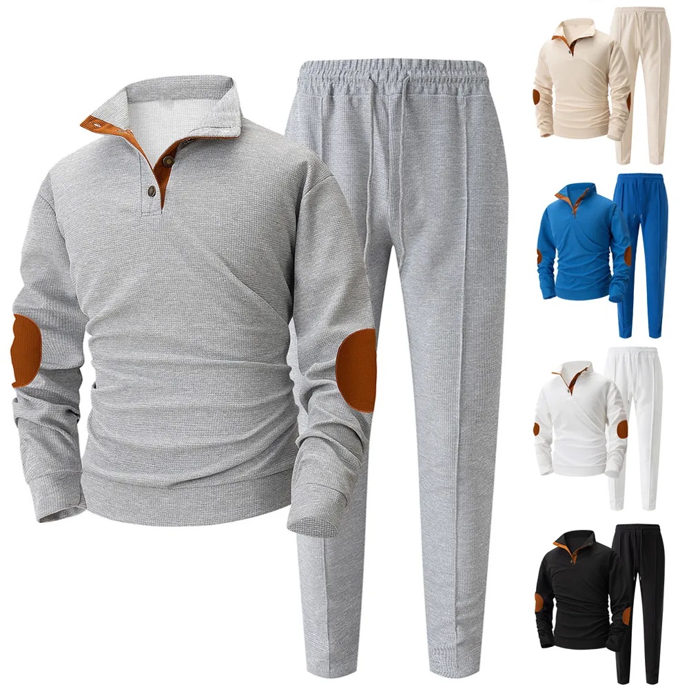 Blauschwan™ 2-Teiliges Set Aus Sweatshirt Und Jogginghose Mit Waffelmuster Für Herren