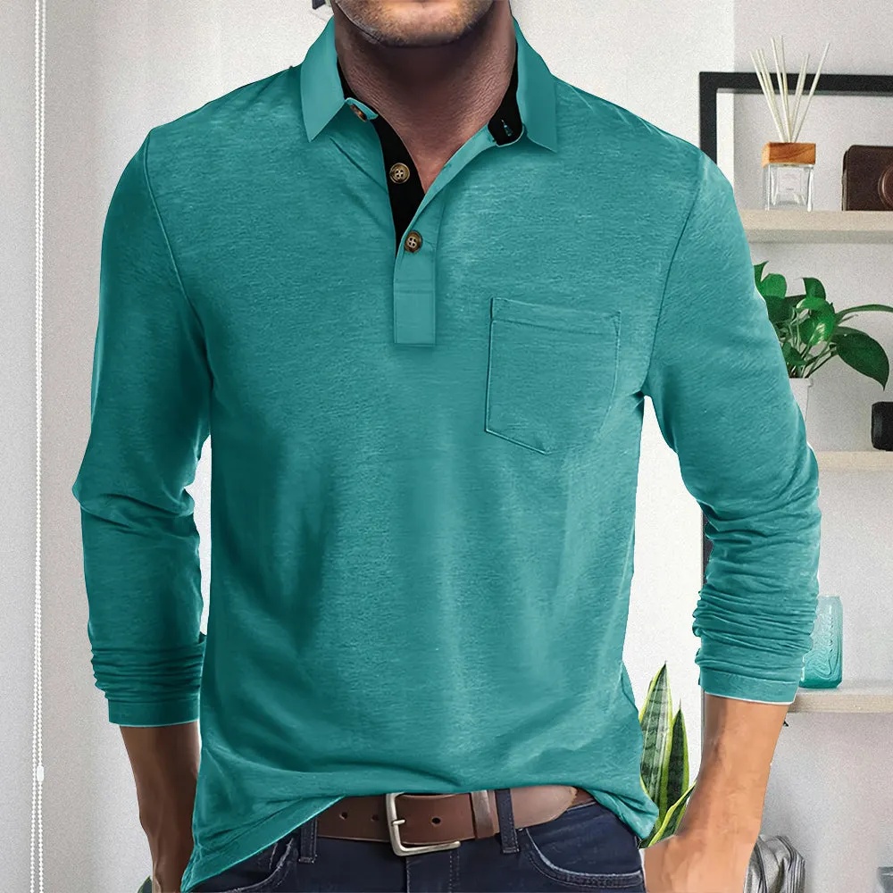 Langärmliges Herren-Poloshirt mit Revers