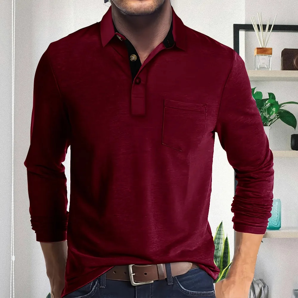 Langärmliges Herren-Poloshirt mit Revers