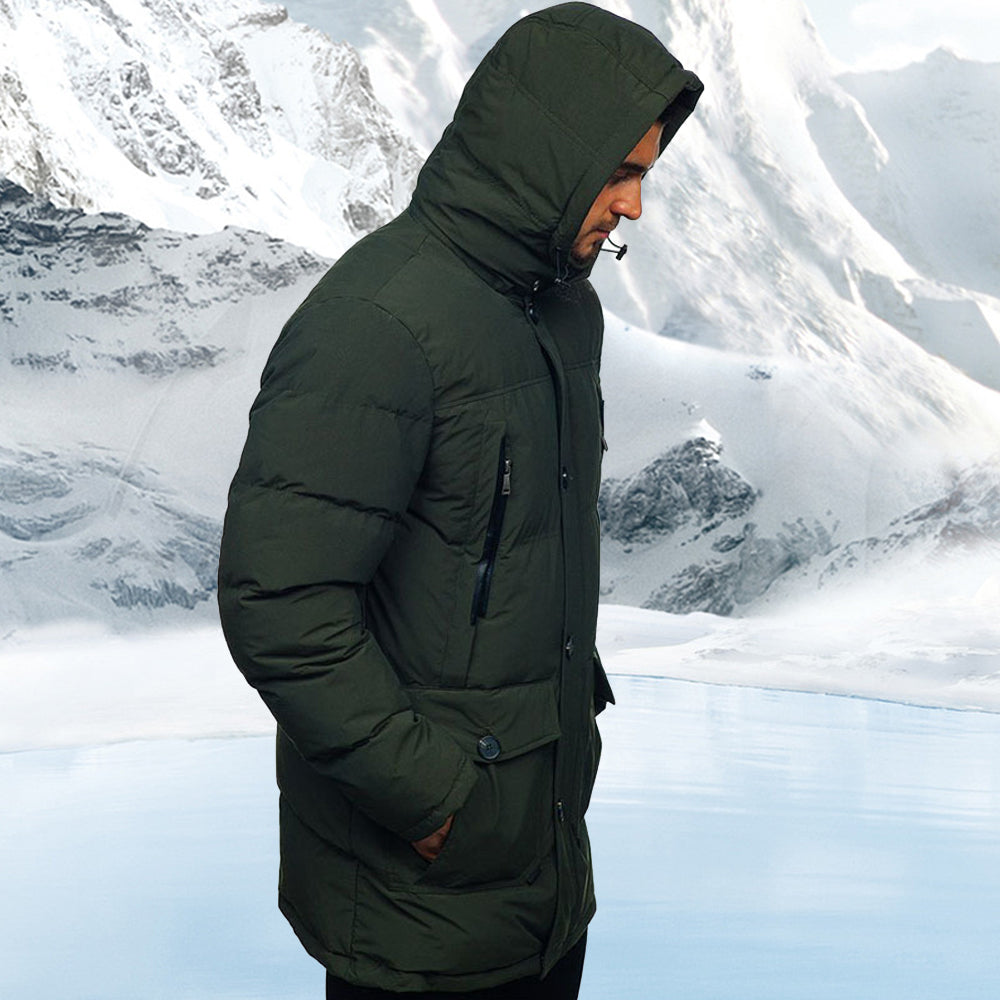 Saphirvogel™ Lässige Daunenjacke mit Kapuze aus Baumwolle für Männer