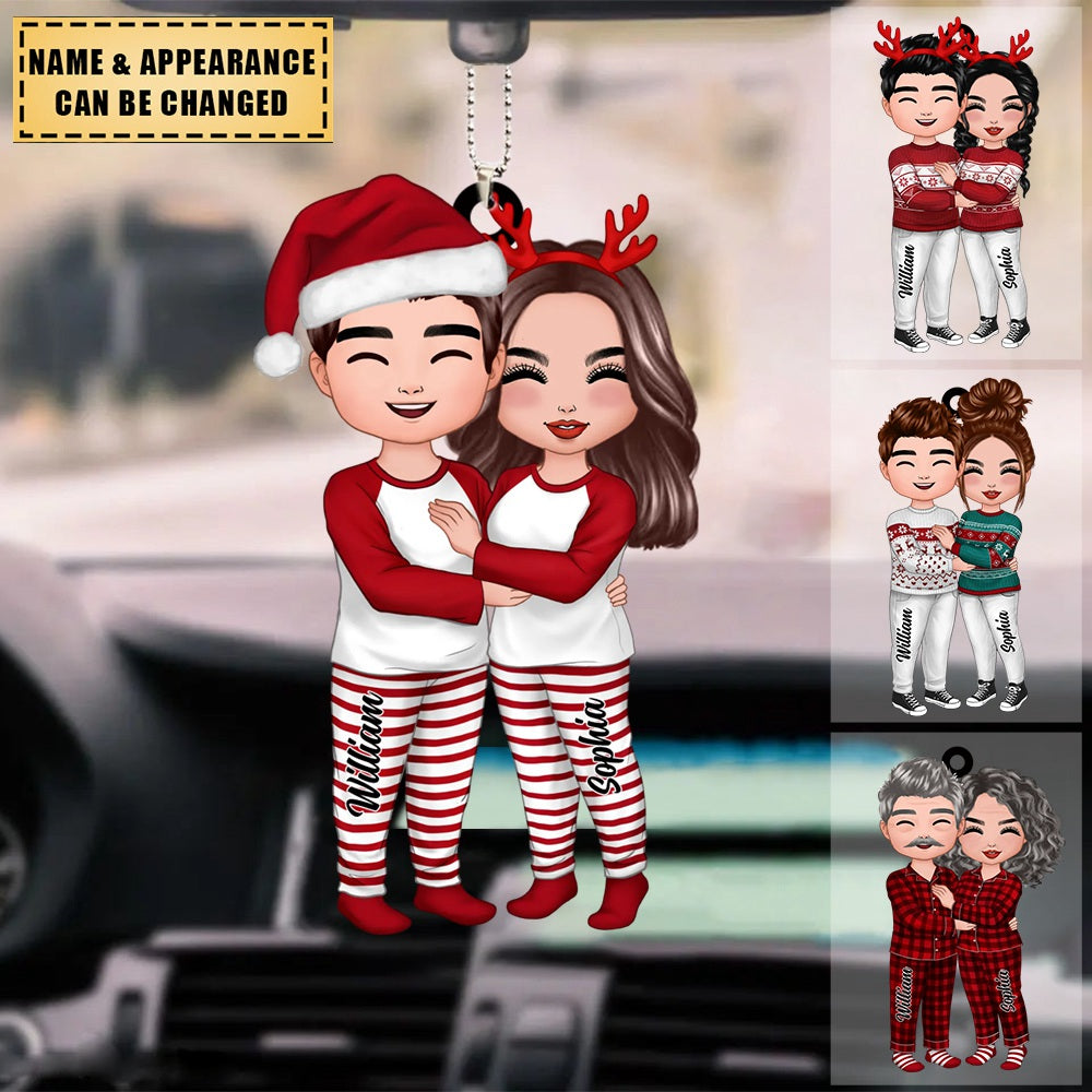 Doll Couple Standing Hugging - Personalized Ornament