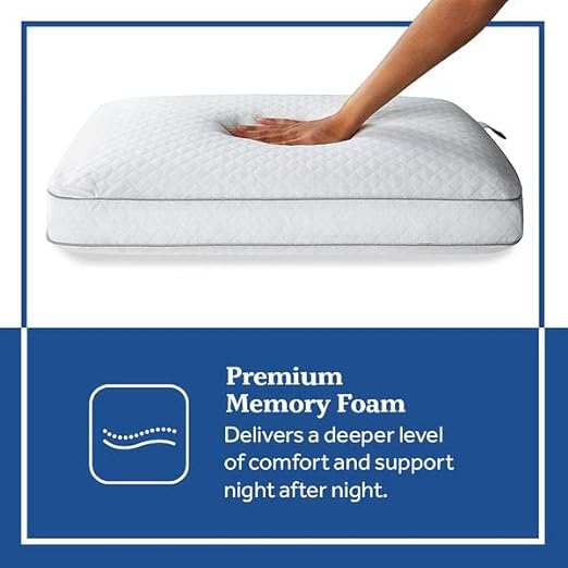 Memory Foam Bed Pillow for Pressure Relief, Adaptive Memory Foam Pillow with Washable Knit Cover, Standard, 24 x 16 in x 5 in