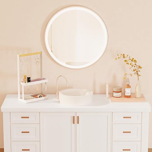 Jewelry Organizer Stand Holder, 4-Tier Cute Necklace Holder Stand Rack with 12 Hooks Place Rings Necklaces for Teen Girl Room Decor