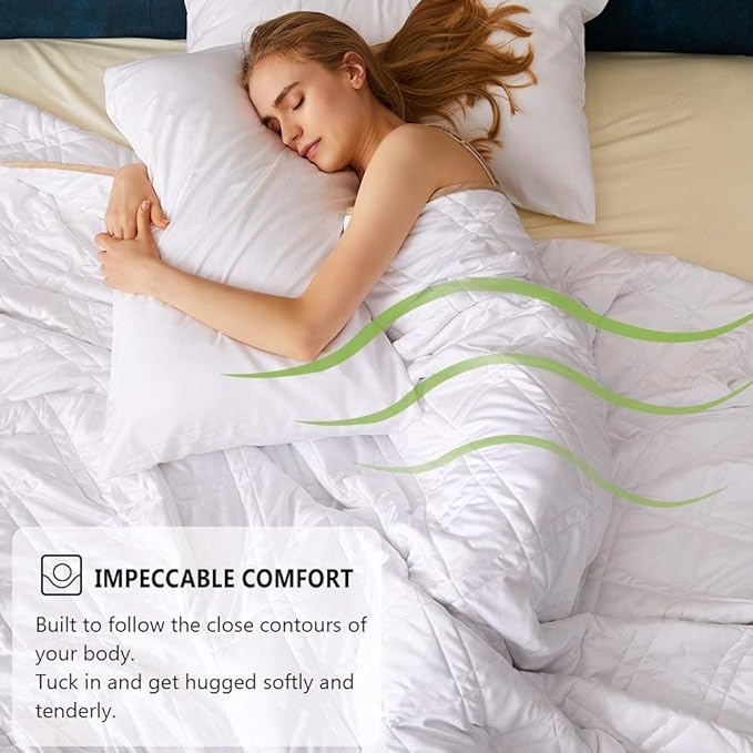 Cooling Weighted Blanket for Adult Bamboo-Derived Rayon Cool Blanket Suitable 60''x80inch 20lbs with Glass Beads for Hot Sleepers