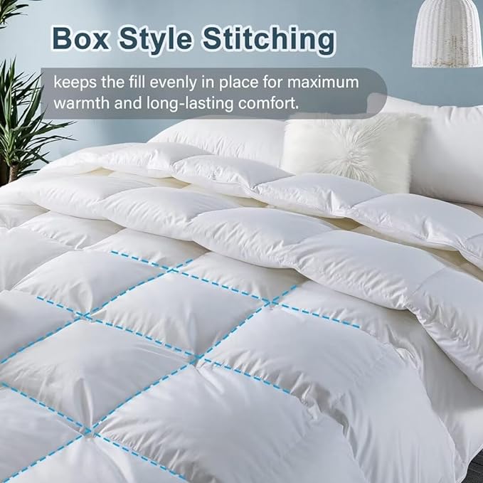 White Goose Duck Down Comforter 100% Cotton Feather Comforter - Lightweight Duvet Insert