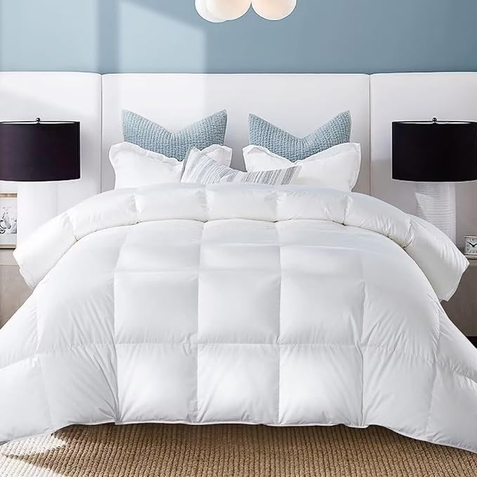 White Goose Duck Down Comforter 100% Cotton Feather Comforter - Lightweight Duvet Insert